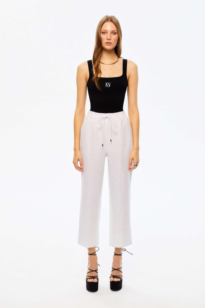 Wide-Leg Linen Pants - Ecru - Pants