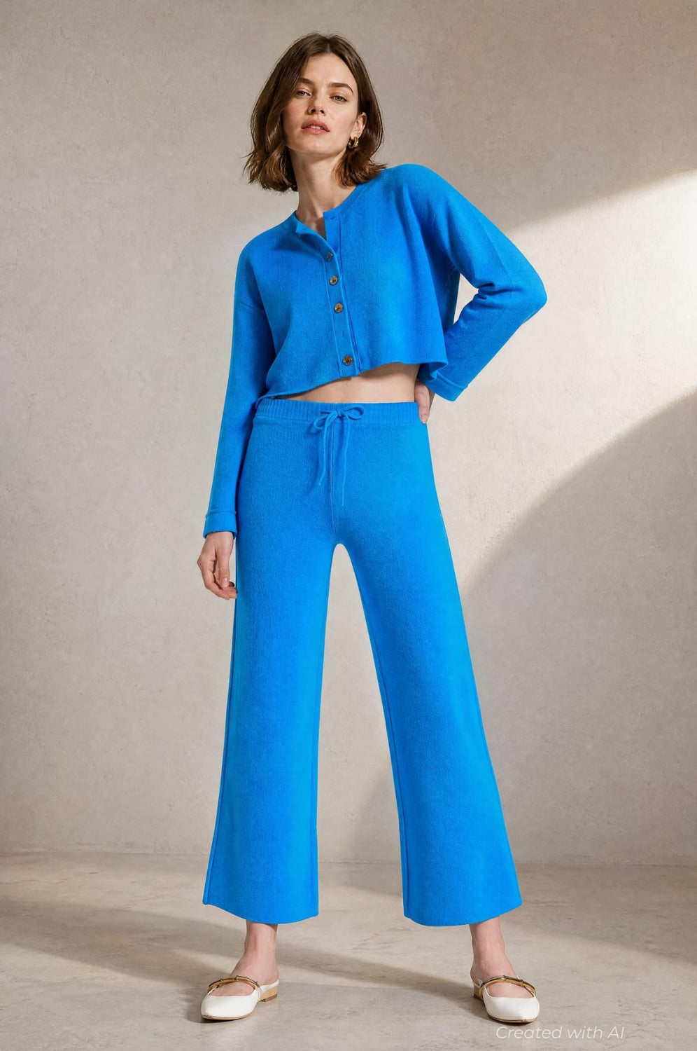 Wide Leg Sweater Pants - Cobalt - Pants