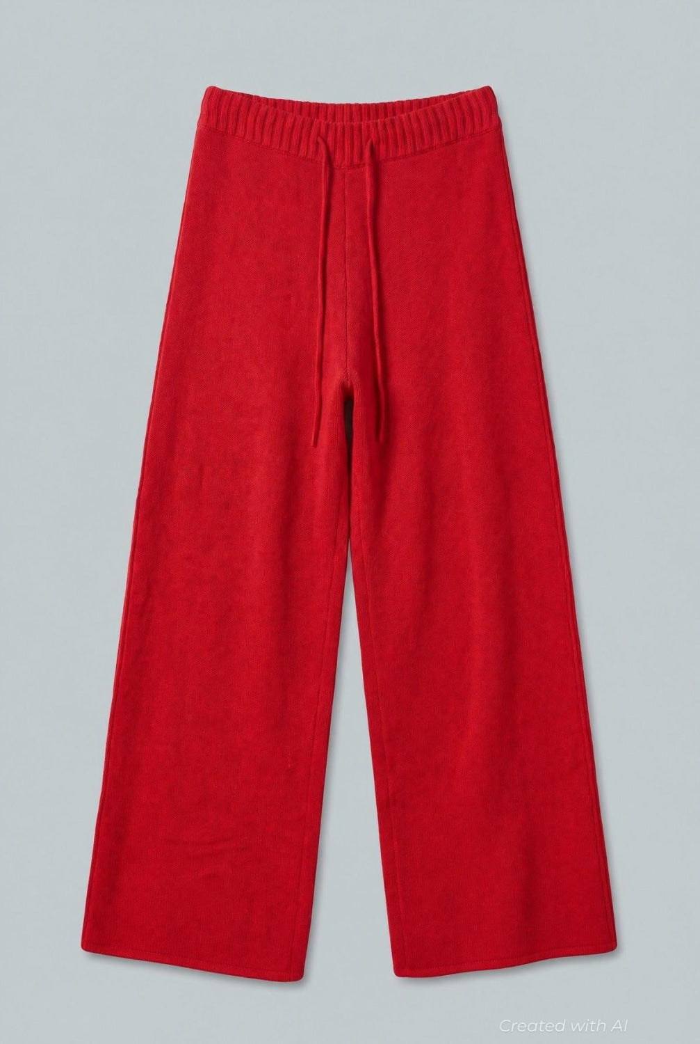 Wide Leg Sweater Pants - Red - Pants