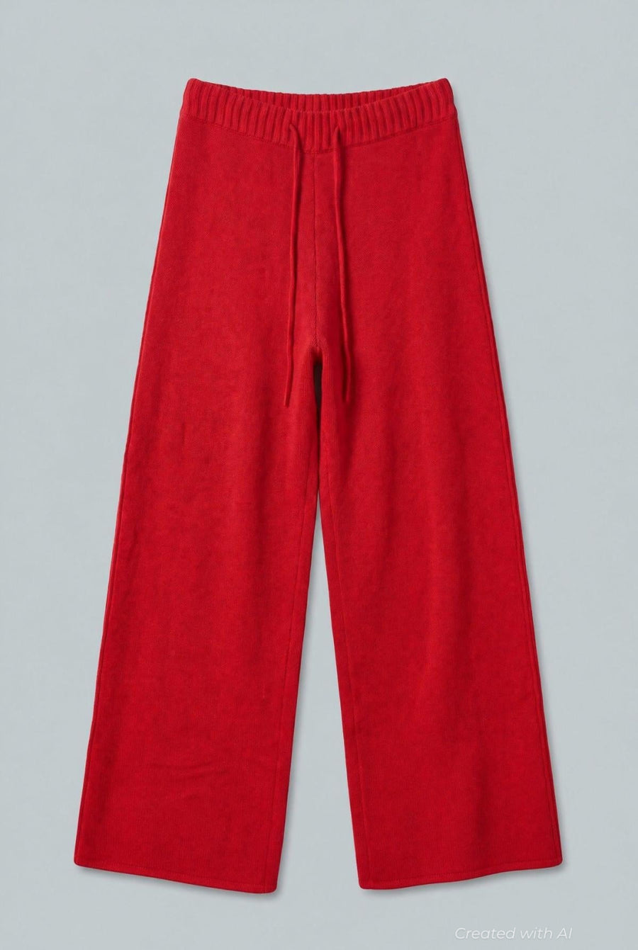 Wide Leg Sweater Pants - Red - Pants