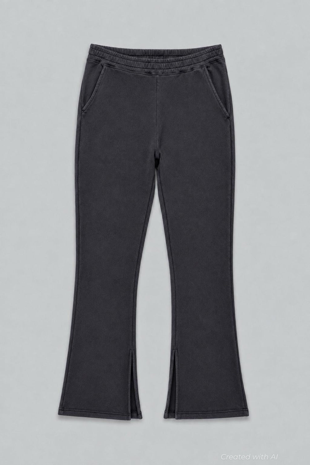 Wide Leg Sweatpants With Slits - Black - Sweatpant