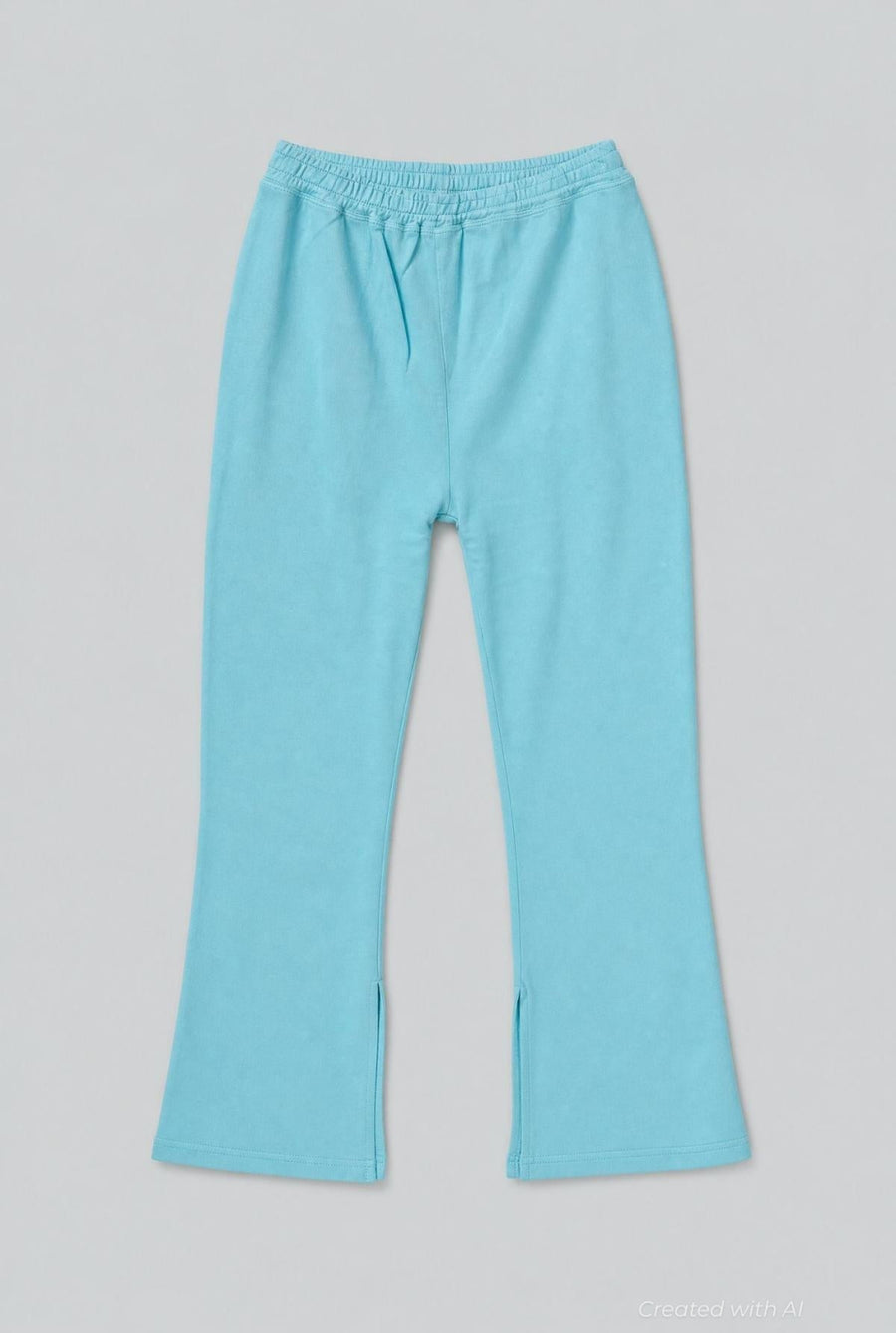 Wide Leg Sweatpants With Slits - Blue - Sweatpant
