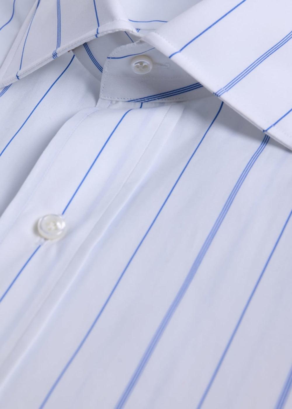 Wide Stripe Dress Shirt - White - 15.5 (34 Sleeve) - Collared Shirt