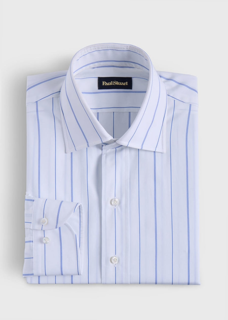 Wide Stripe Dress Shirt - White - 15.5 (34 Sleeve) - Collared Shirt