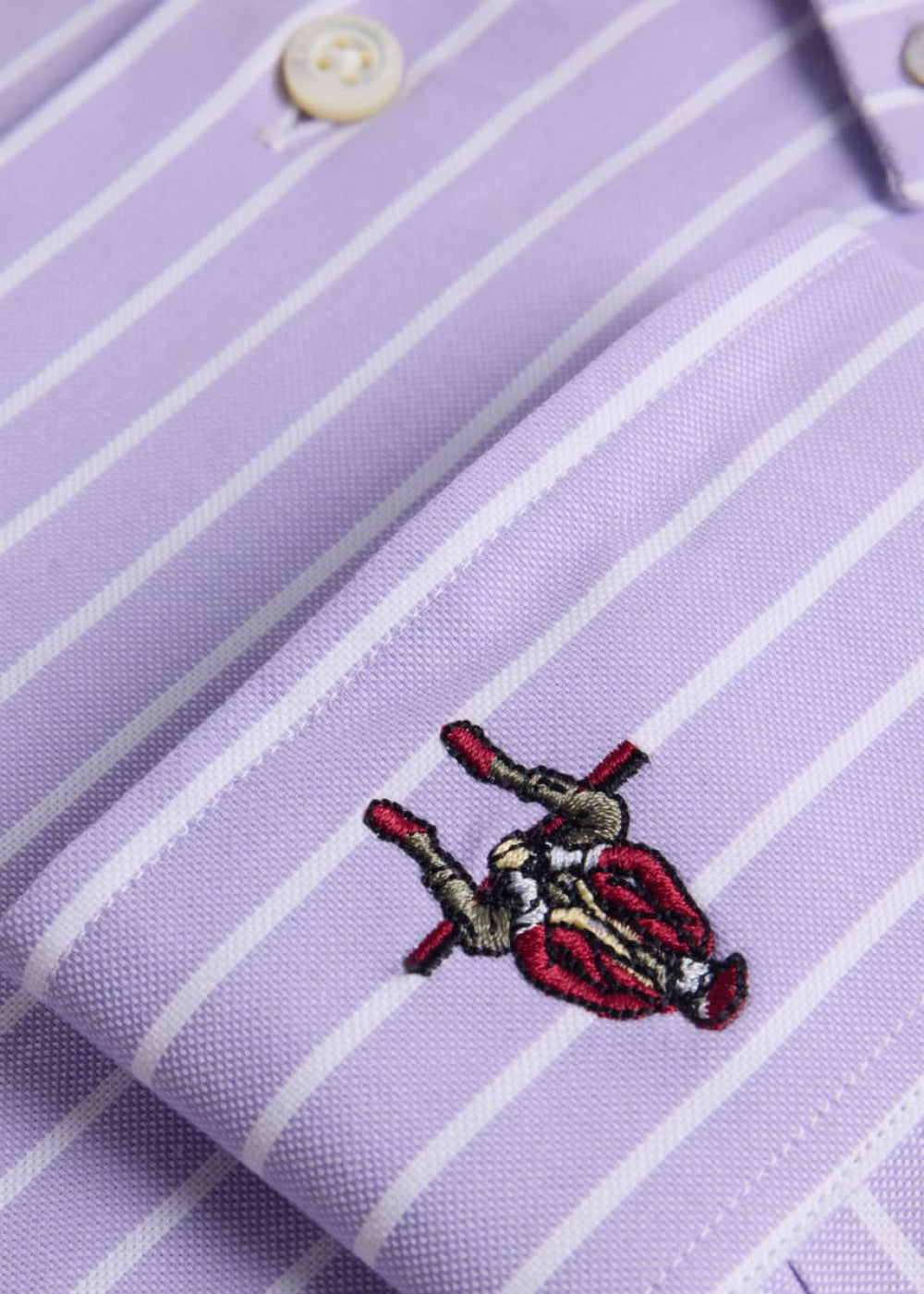 Wide Striped Oxford Logo Sport Shirt - Lavender - S (38) - Collared Shirt