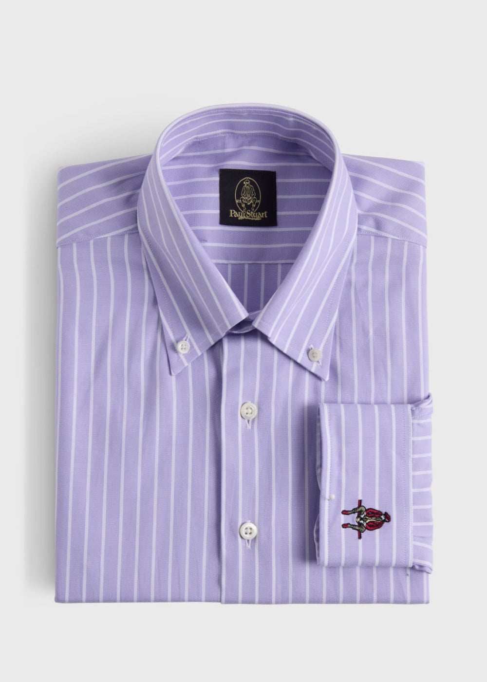 Wide Striped Oxford Logo Sport Shirt - Lavender - S (38) - Collared Shirt