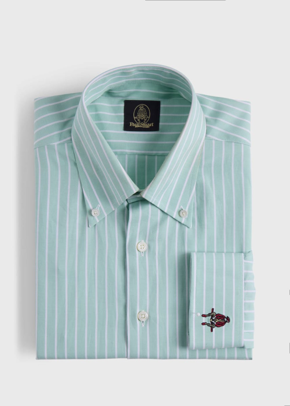 Wide Striped Oxford Logo Sport Shirt - Mint - Collared Shirt