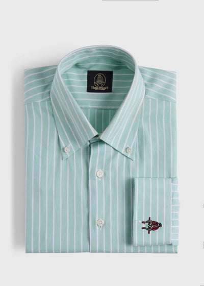 Wide Striped Oxford Logo Sport Shirt - Mint - Collared Shirt