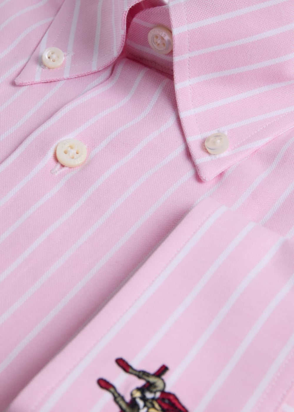 Wide Striped Oxford Logo Sport Shirt - Pink - Collared Shirt