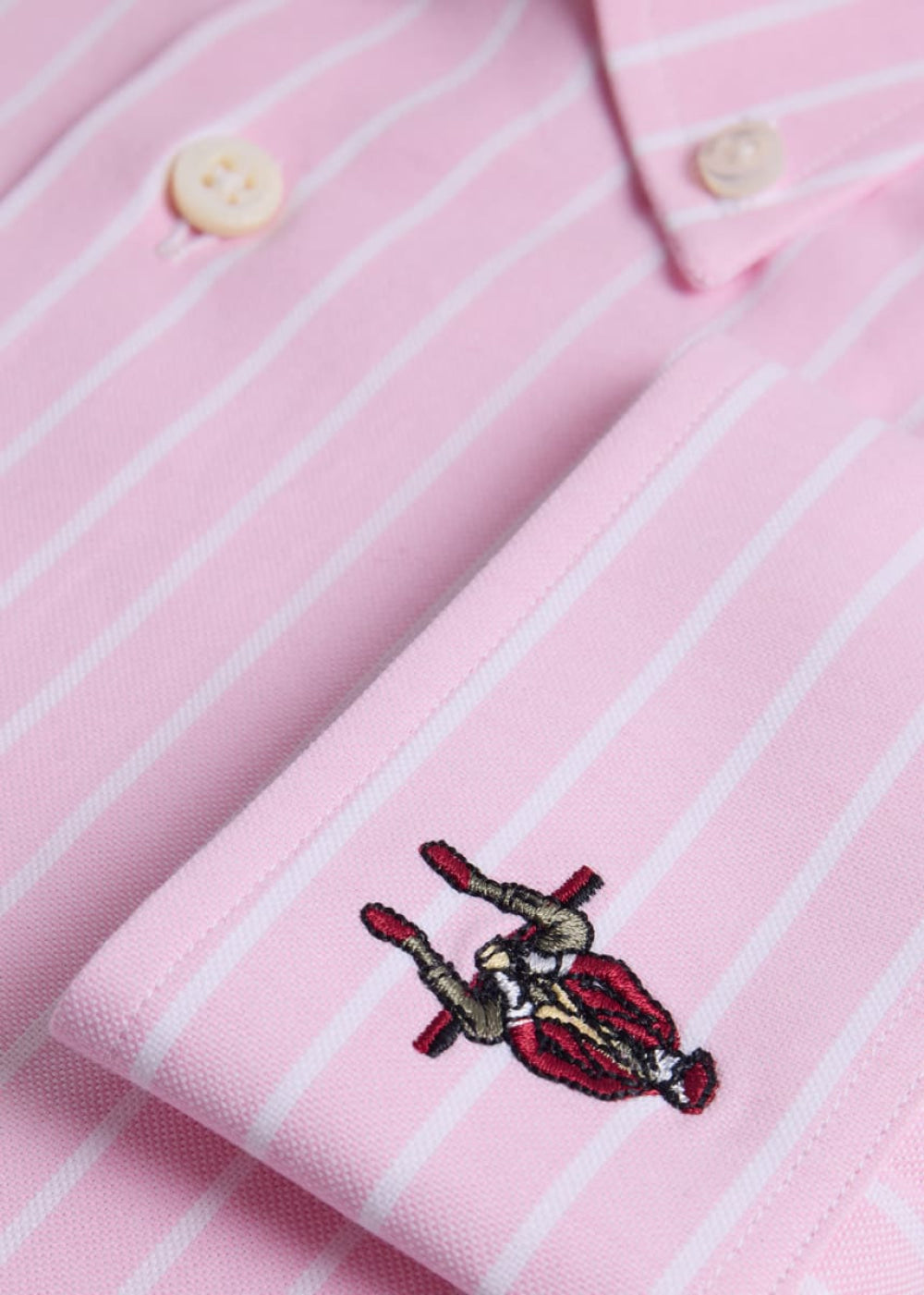 Wide Striped Oxford Logo Sport Shirt - Pink - Collared Shirt