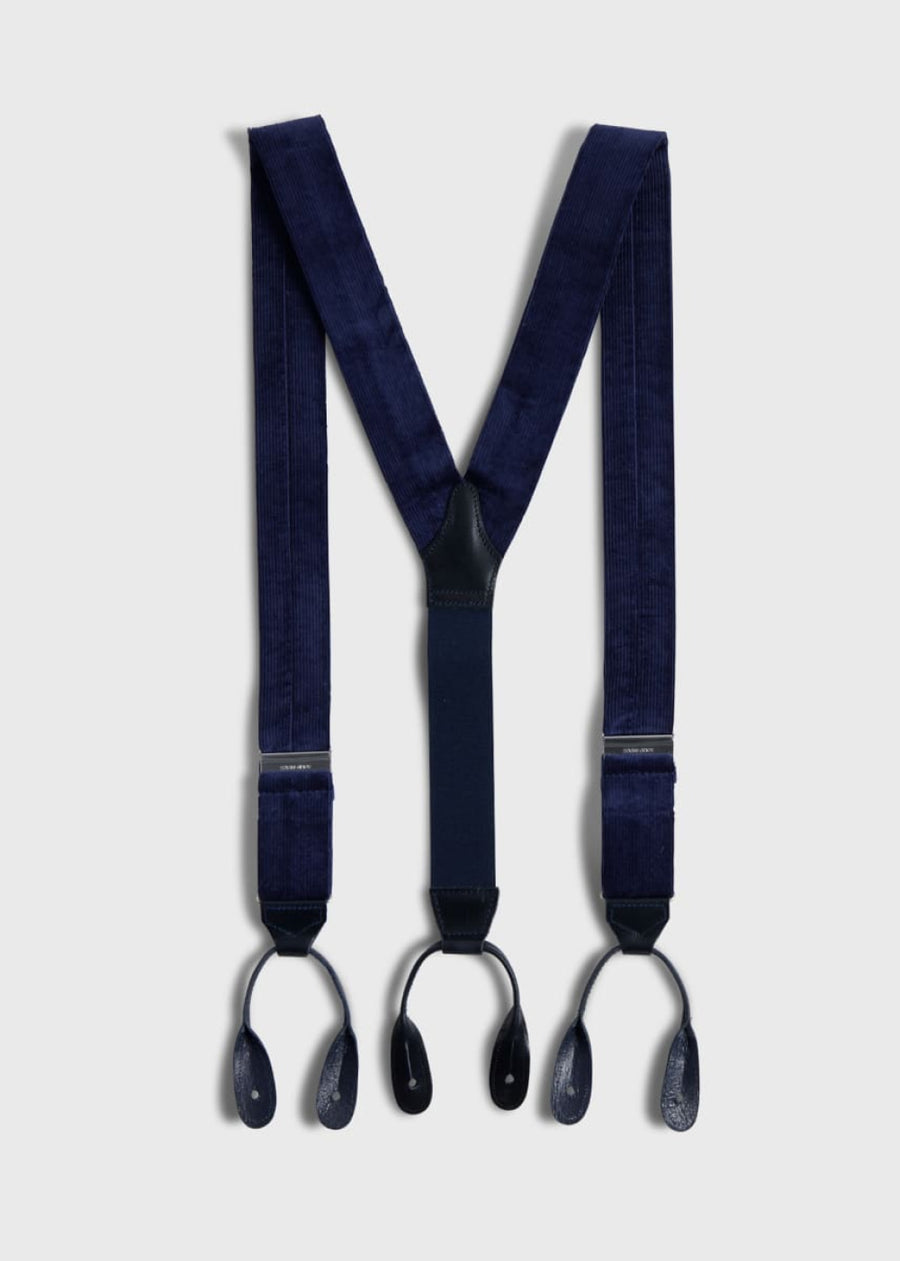 Wide Wale Corduroy Suspenders - Navy - ONE SIZE - Suspender