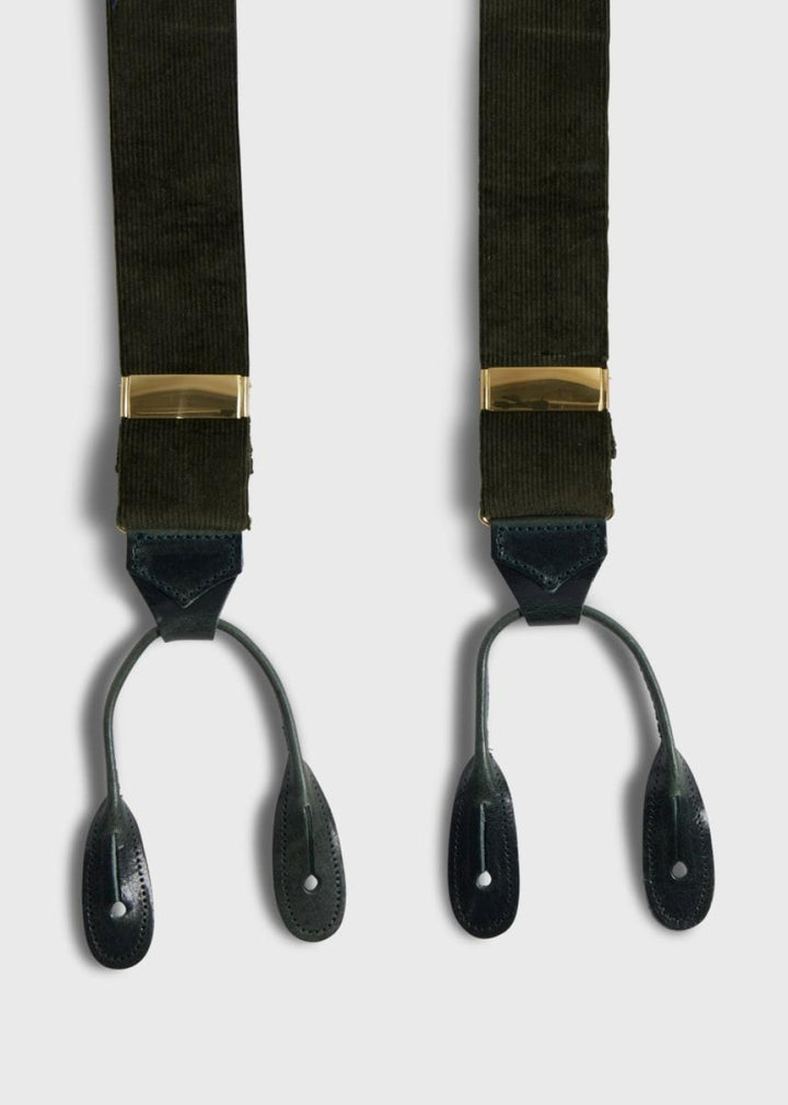 Wide Wale Corduroy Suspenders - Olive - ONE SIZE - Suspender