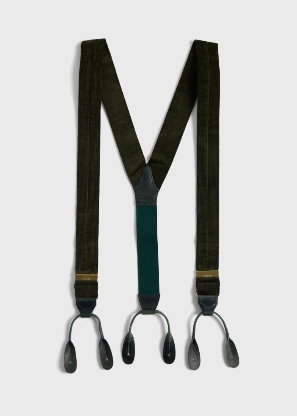 Wide Wale Corduroy Suspenders - Olive - ONE SIZE - Suspender