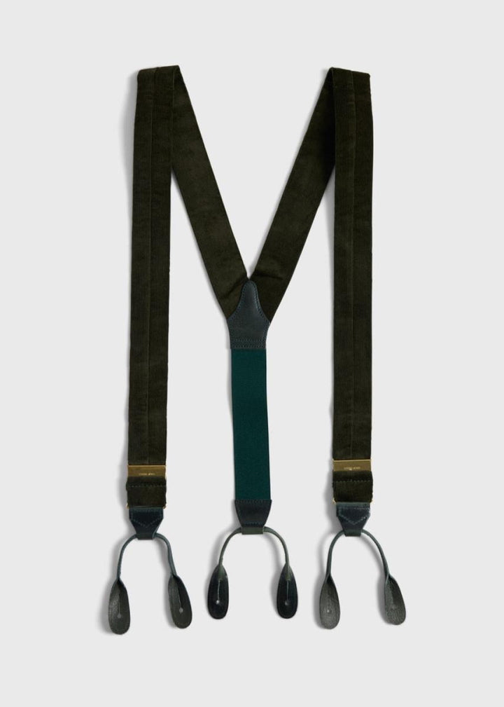 Wide Wale Corduroy Suspenders - Olive - ONE SIZE - Suspender