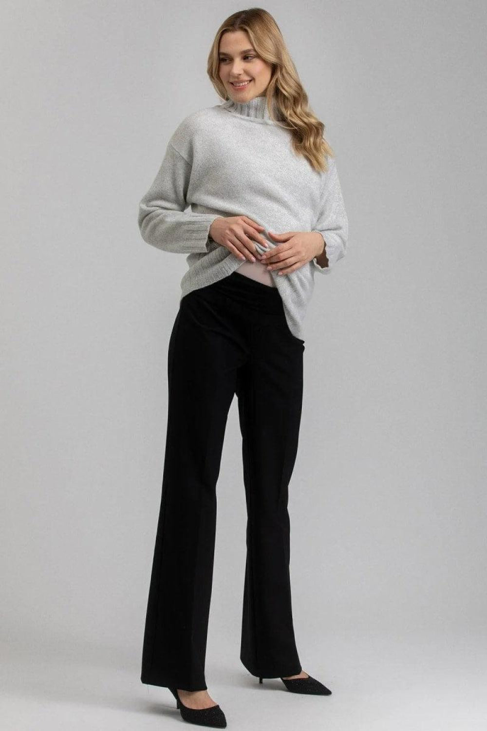 WILLIAM Flared Leg Maternity Pants - Black - Pants