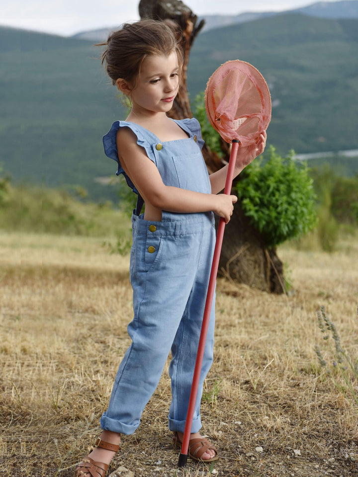 Georgette Linen Overall - Thistle Blue