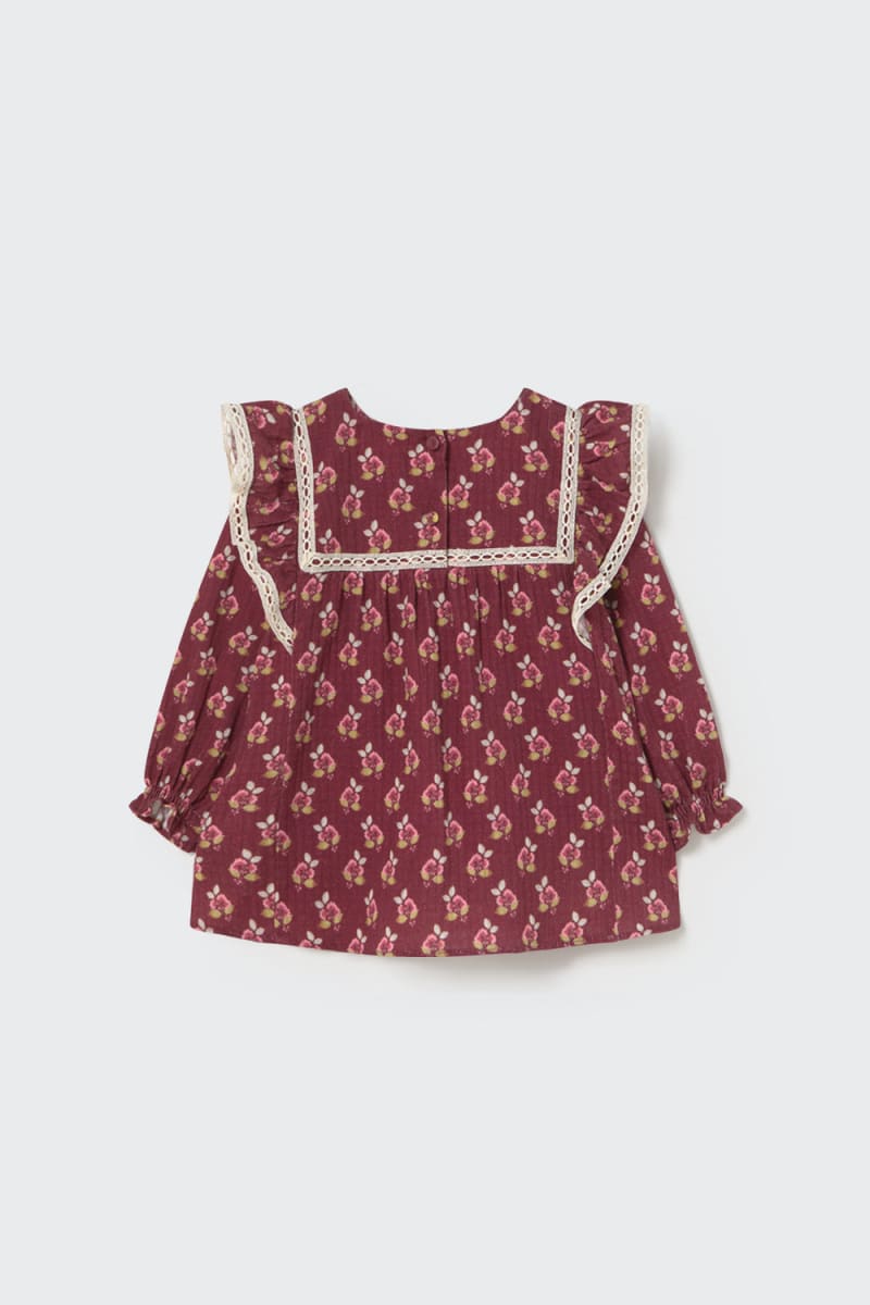 Bloom Textured Baby Dress Burgundy