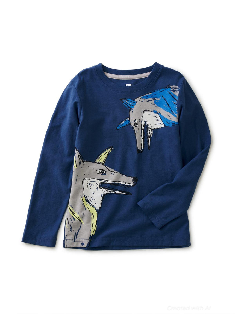 Wolf Howl Graphic Tee - Regatta Blue - T-shirt