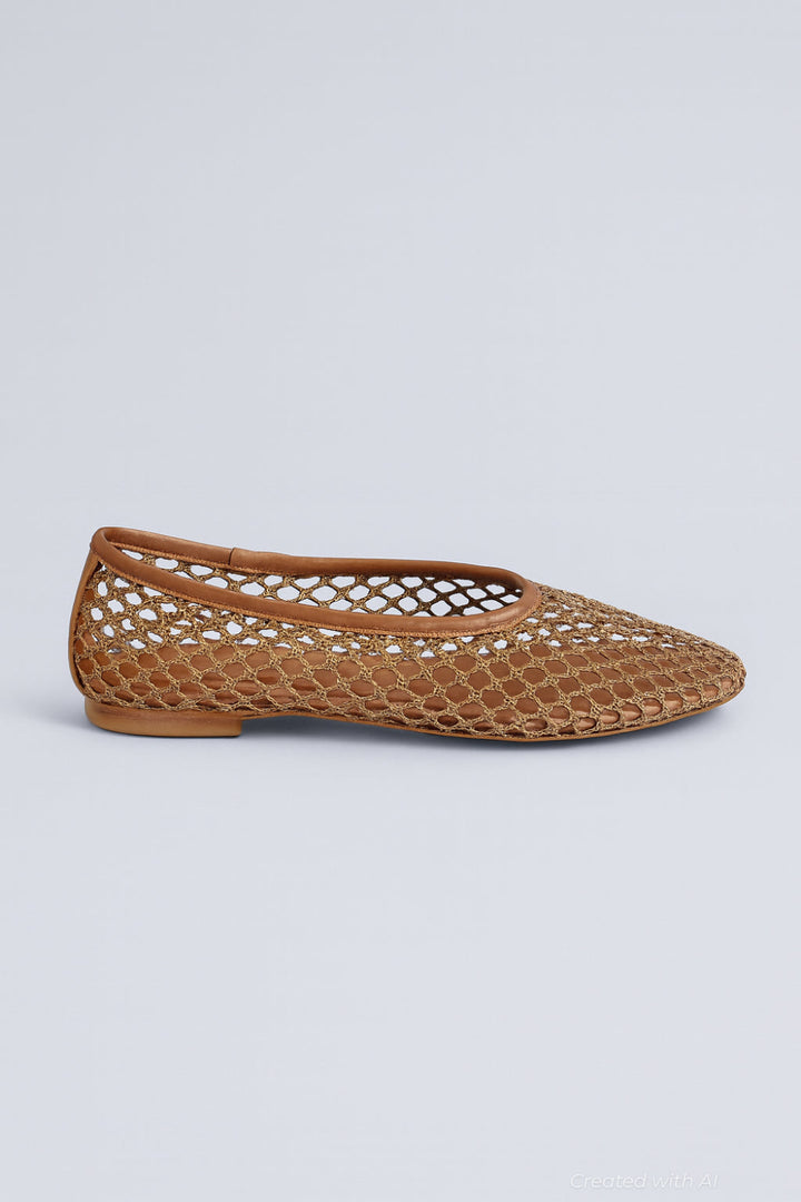 Women’s Alba Net Ballet Flats - Tan Netting - Flats