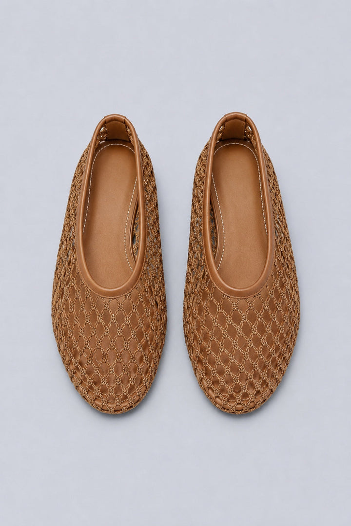Women’s Alba Net Ballet Flats - Tan Netting - Flats