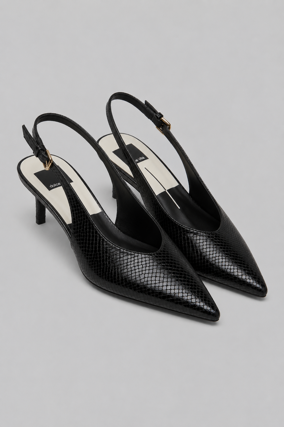 Women’s Alenna Slingback Pumps - Noir Embossed - Slingback