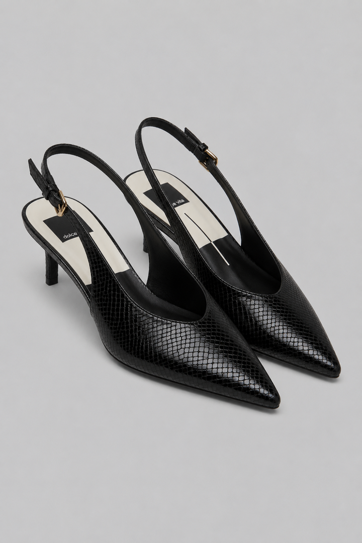 Women’s Alenna Slingback Pumps - Noir Embossed - Slingback