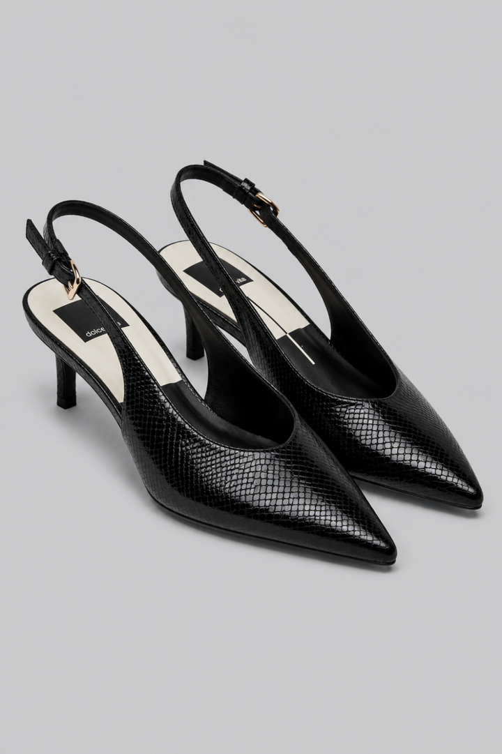 Women’s Alenna Slingback Pumps - Noir Embossed - Slingback