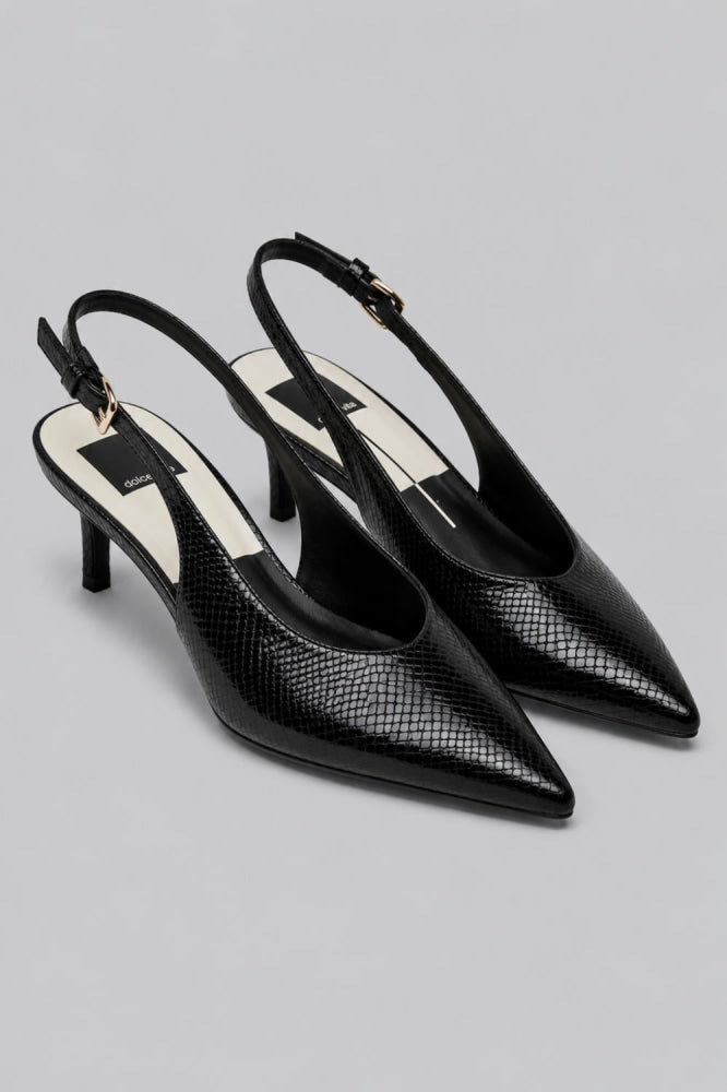 Women’s Alenna Slingback Pumps - Noir Embossed - Slingback