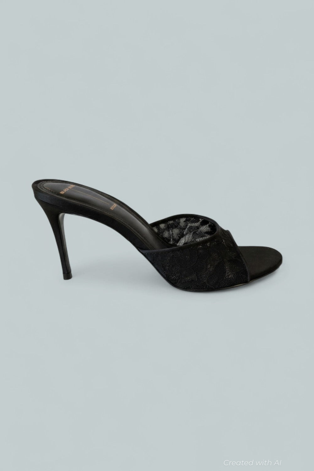 Women’s Angled Snip Toe Lace Mules - Black Lace - Mules
