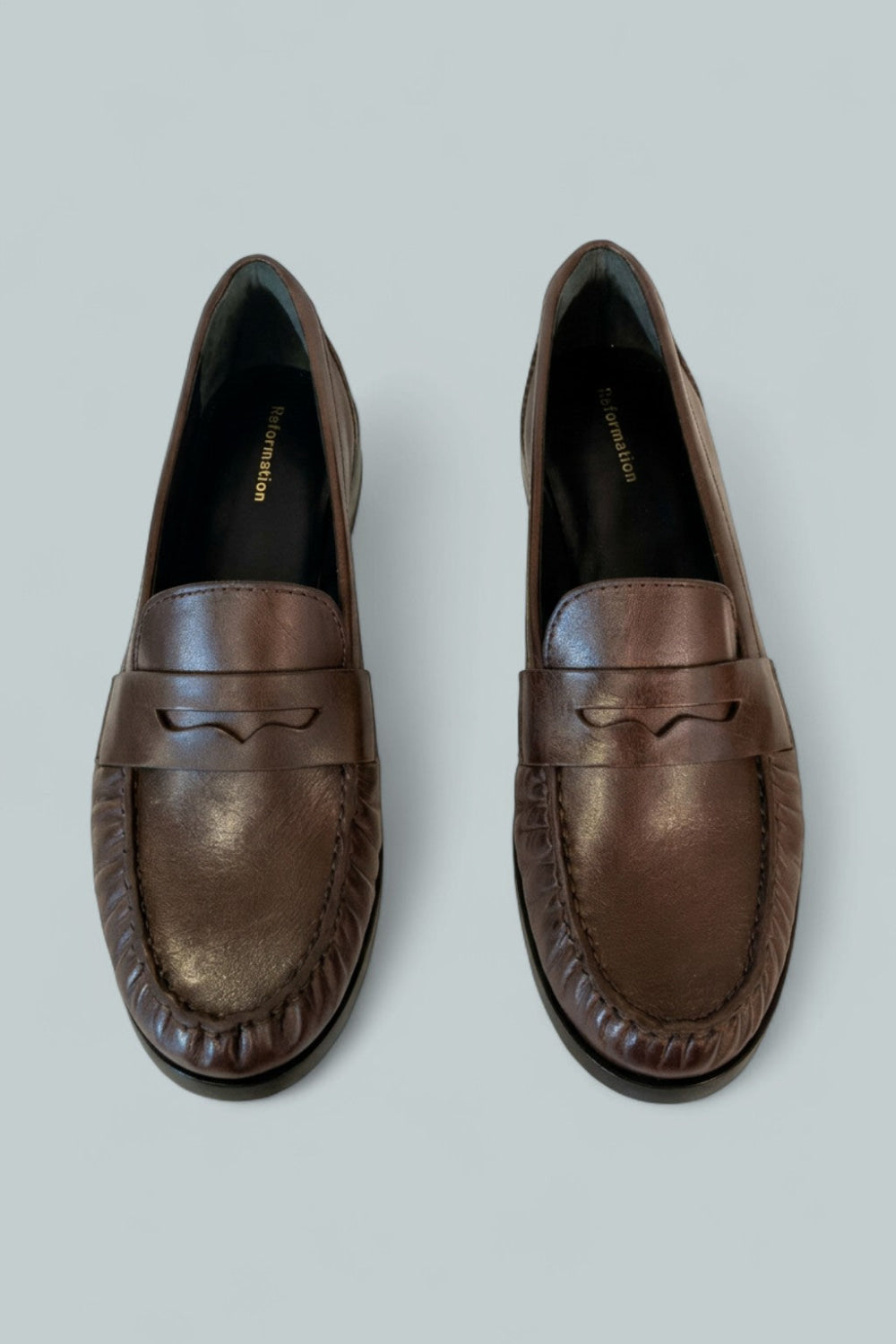 Women’s Ani Ruched Loafer Flats - Brown Leather - 8 - Loafers