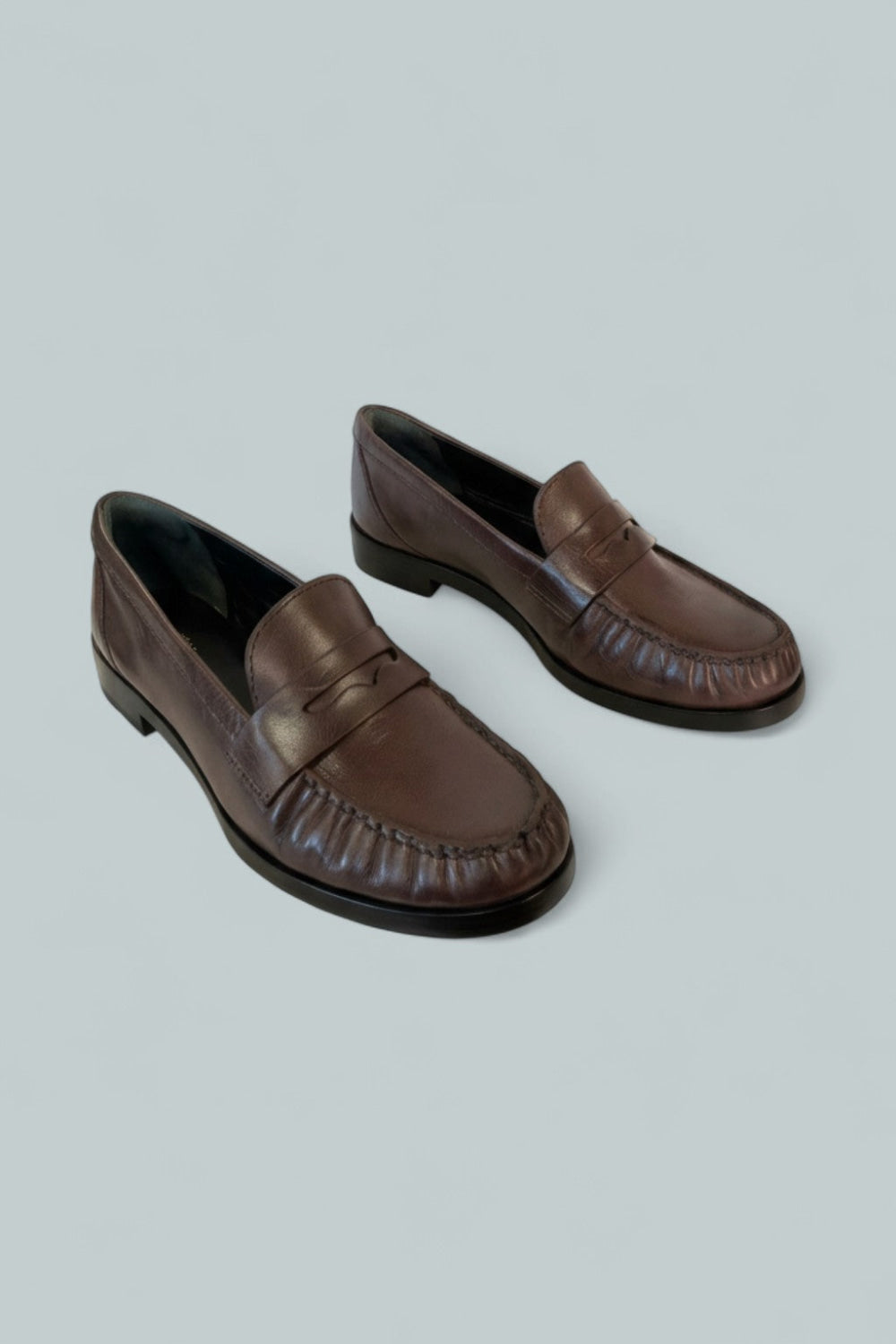 Women’s Ani Ruched Loafer Flats - Brown Leather - 8 - Loafers