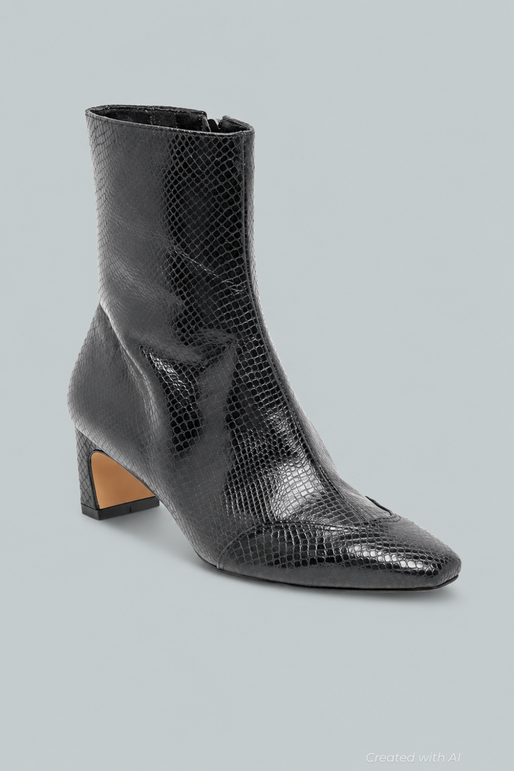 Women’s Anika Heeled Ankle Boots - Onyx Embossed - Boots