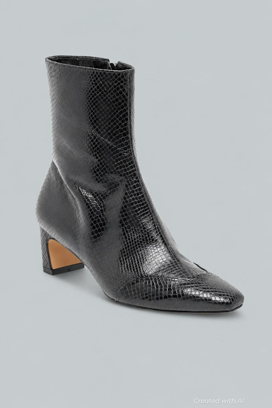 Women’s Anika Heeled Ankle Boots - Onyx Embossed - Boots