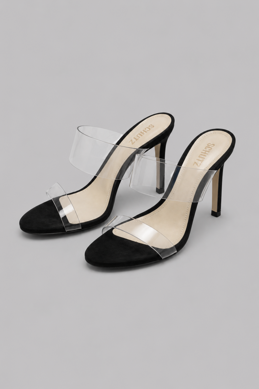 Women’s Ariella Clear Strap High-Heel Slide Sandals - Black/Transparent - 9 - Sandal