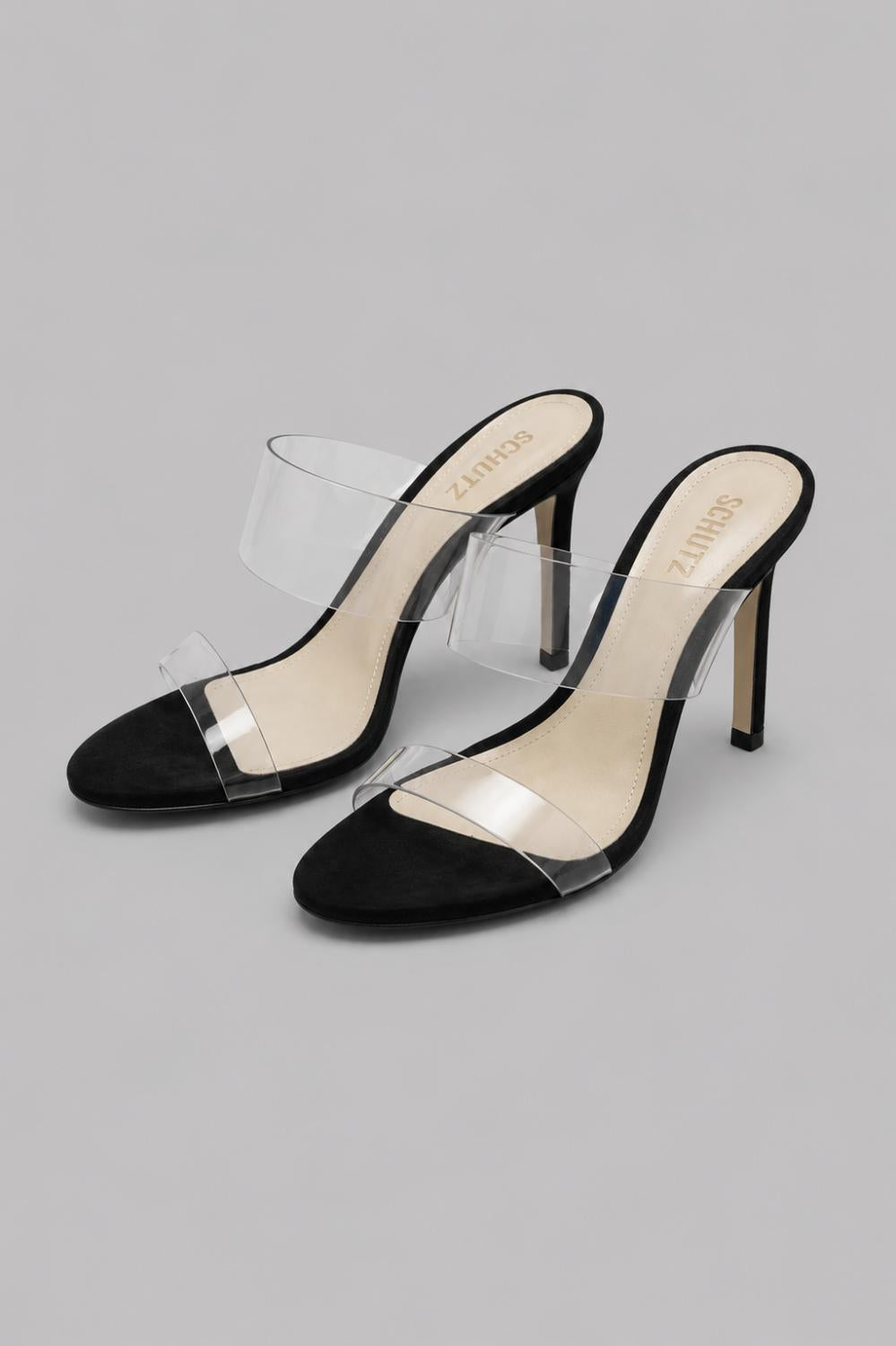 Women’s Ariella Clear Strap High-Heel Slide Sandals - Black/Transparent - 9 - Sandal
