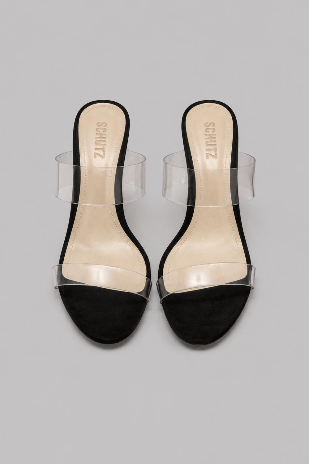 Women’s Ariella Clear Strap High-Heel Slide Sandals - Black/Transparent - 9 - Sandal