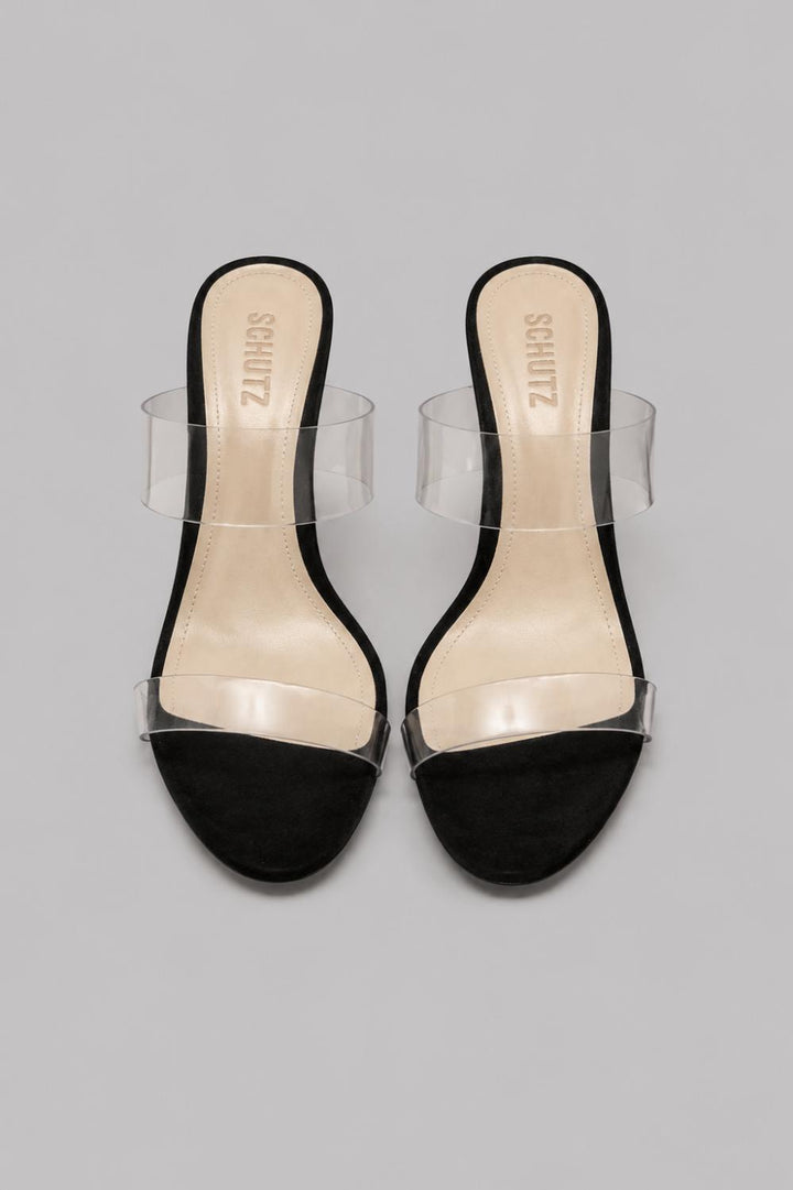Women’s Ariella Clear Strap High-Heel Slide Sandals - Black/Transparent - 9 - Sandal