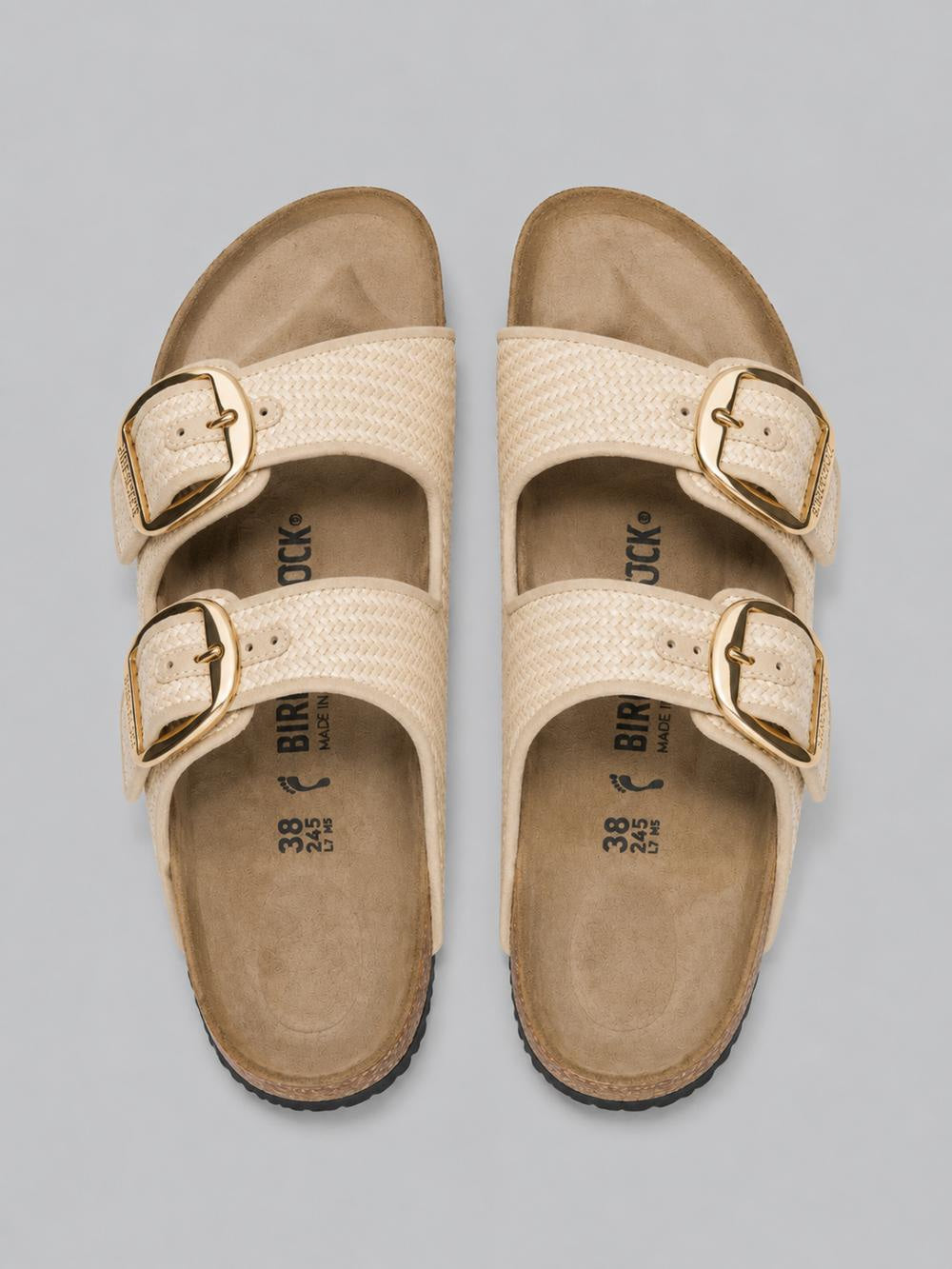 Women’s Arizona Big Buckle Raffia Sandals - Beige - Sandal