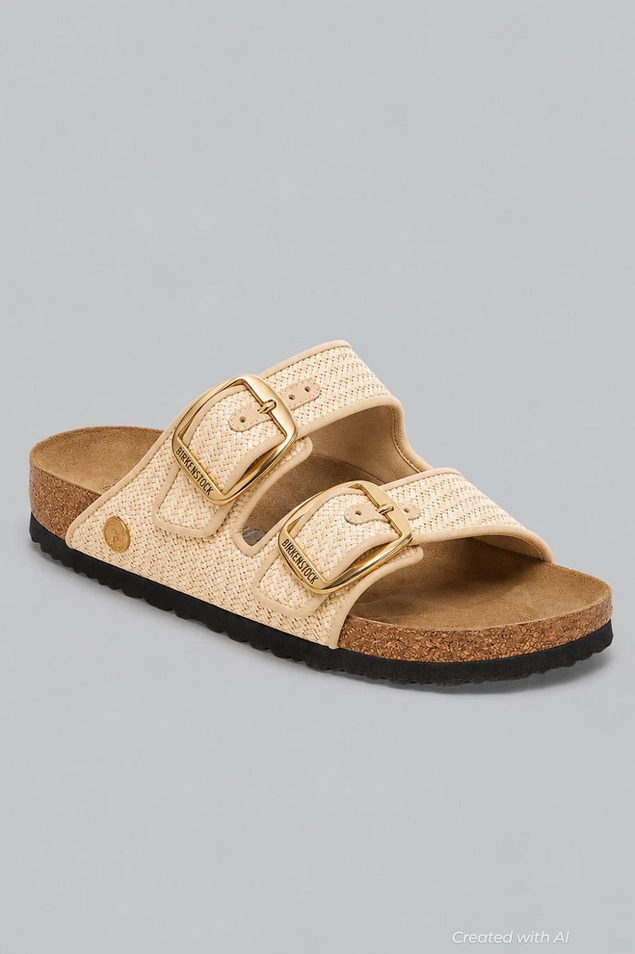 Women’s Arizona Big Buckle Raffia Sandals - Beige - Sandal