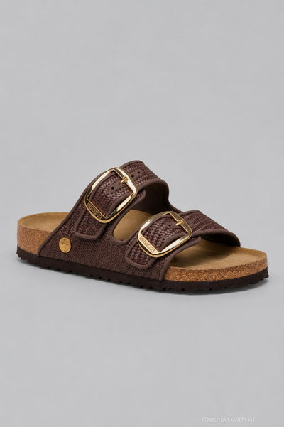 Women’s Arizona Big Buckle Raffia Sandals - Raffia Carafe - 8 - Sandals
