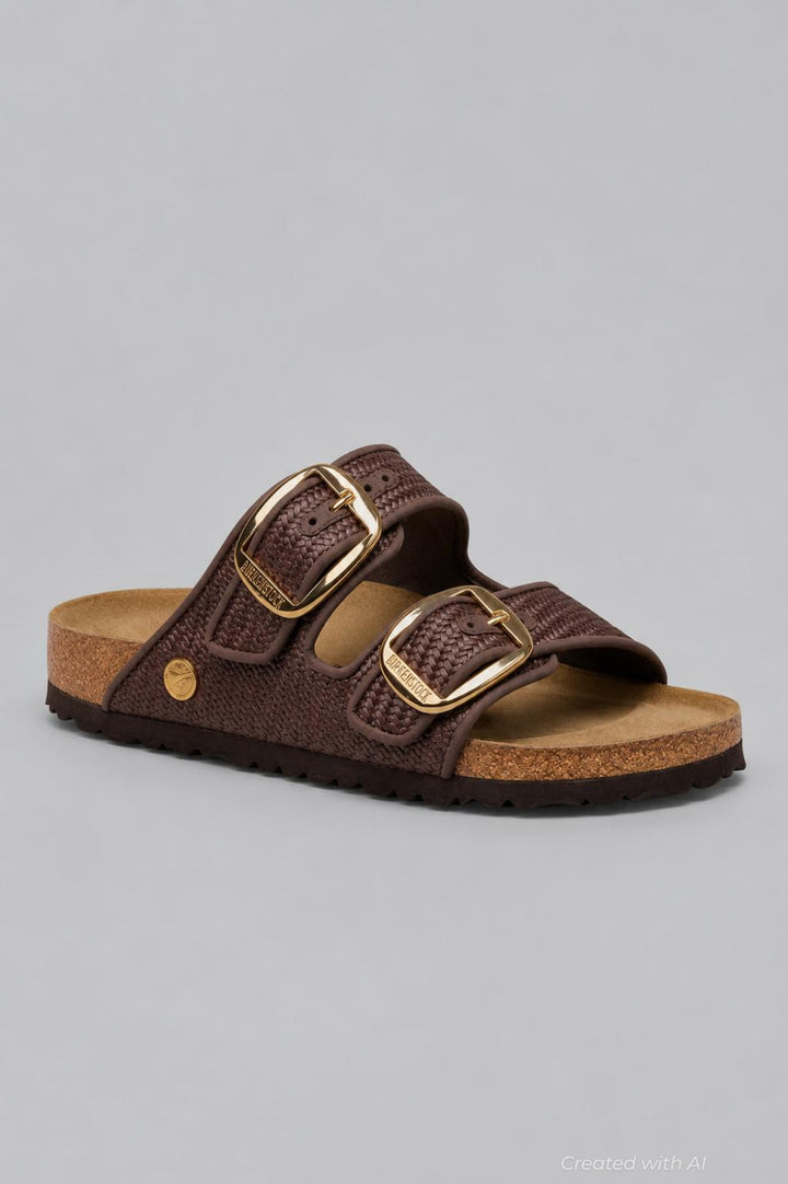 Women’s Arizona Big Buckle Raffia Sandals - Raffia Carafe - 8 - Sandals