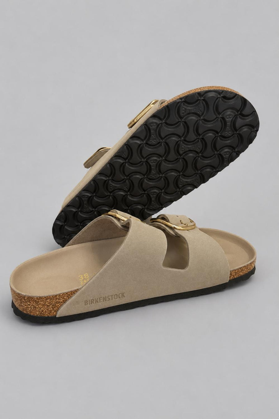 Women’s Arizona Big Buckle Slide Sandals - Tobacco Brown/Gold - 7 7.5 US / 38 EU - Sandal
