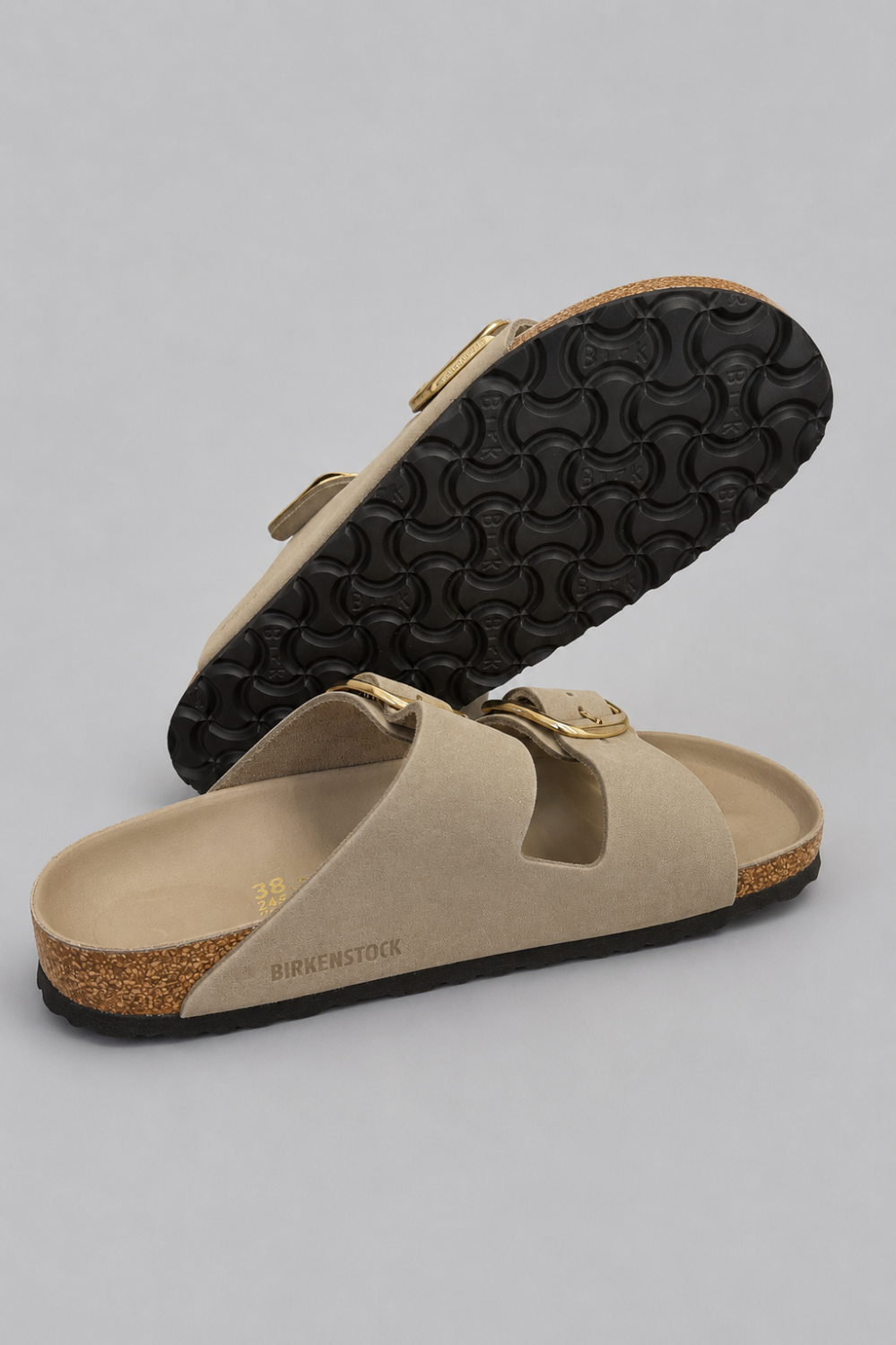 Women’s Arizona Big Buckle Slide Sandals - Tobacco Brown/Gold - 7 7.5 US / 38 EU - Sandal