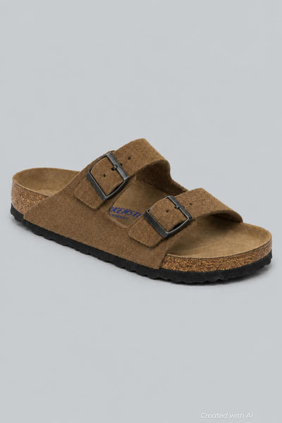 Women’s Arizona Soft Footbed Slide Sandals - Dark Tea Suede - 5 5.5 US / 36 EU - Sandal