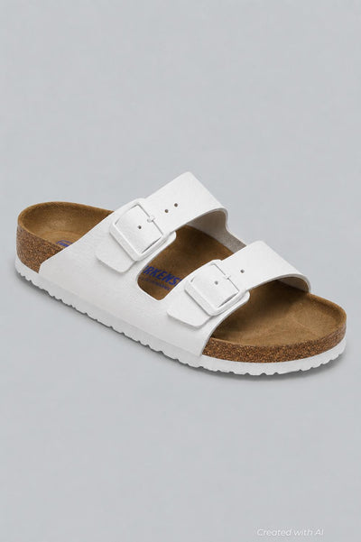 Women’s Arizona Soft Footbed Slide Sandals - White Leather - 8 8.5 US / 39 EU - Sandal