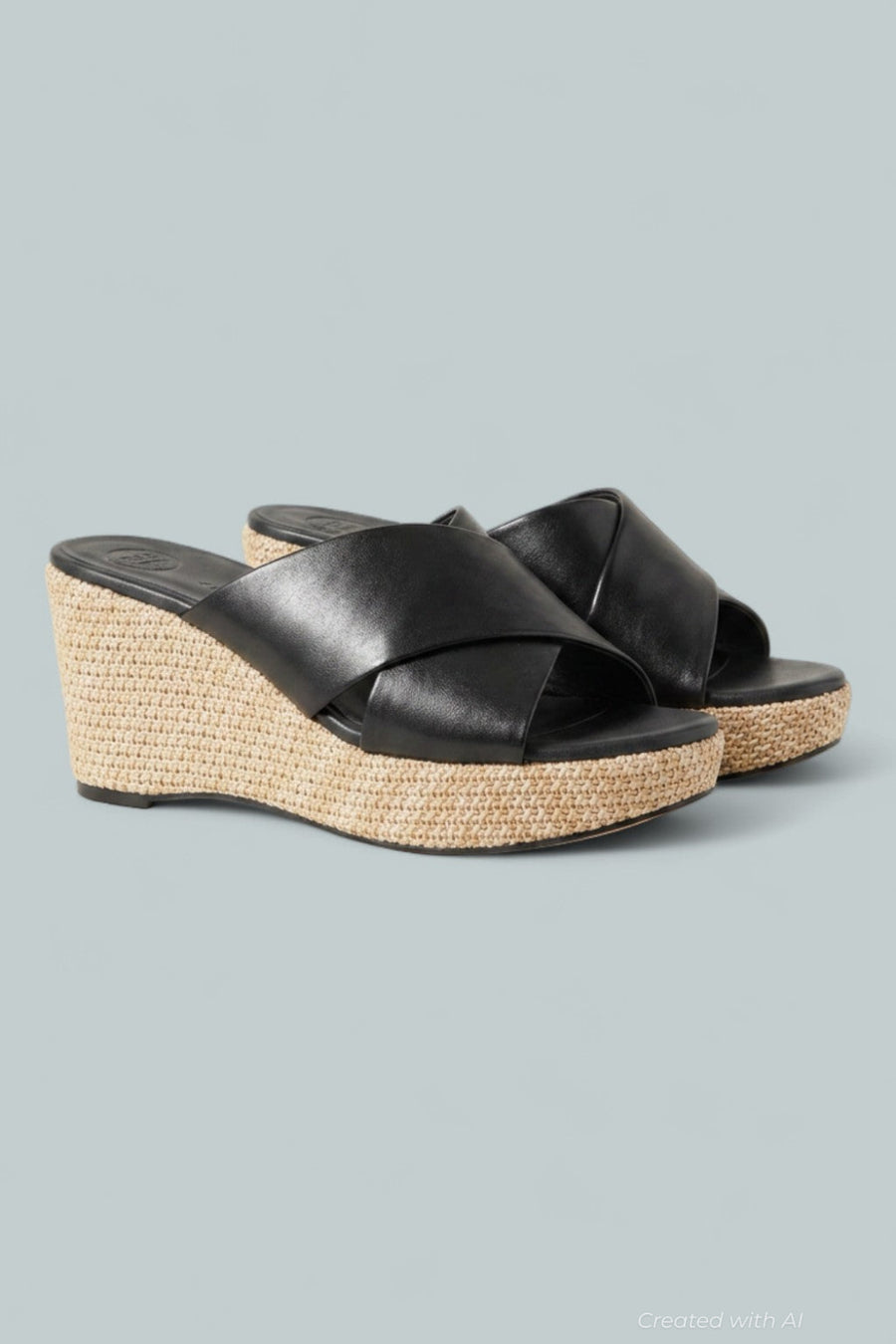 Women’s Ashley Wedge Sandals - Black Star Leather - 8.5 - Sandals