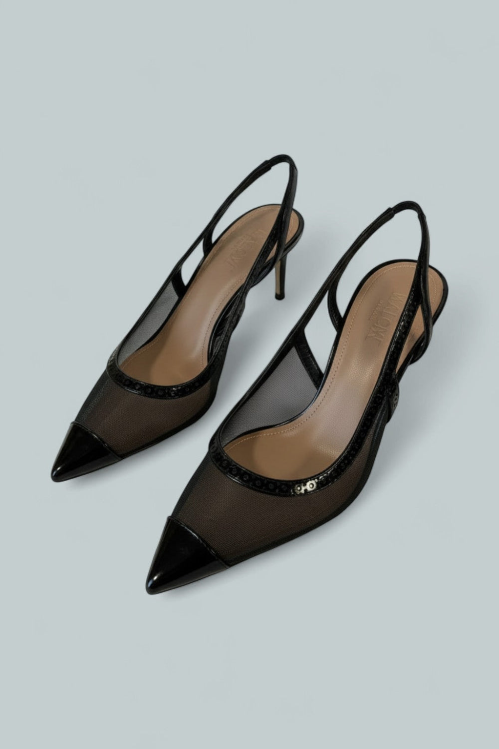 Women’s Aubrey Pointed Slingback Pumps - Black/Black - 8 US / 38 EU - Stiletto