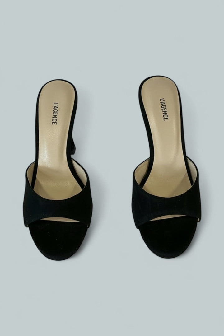 Women’s Avery Slide High Heel Sandals - Black Suede - 7 - Sandal