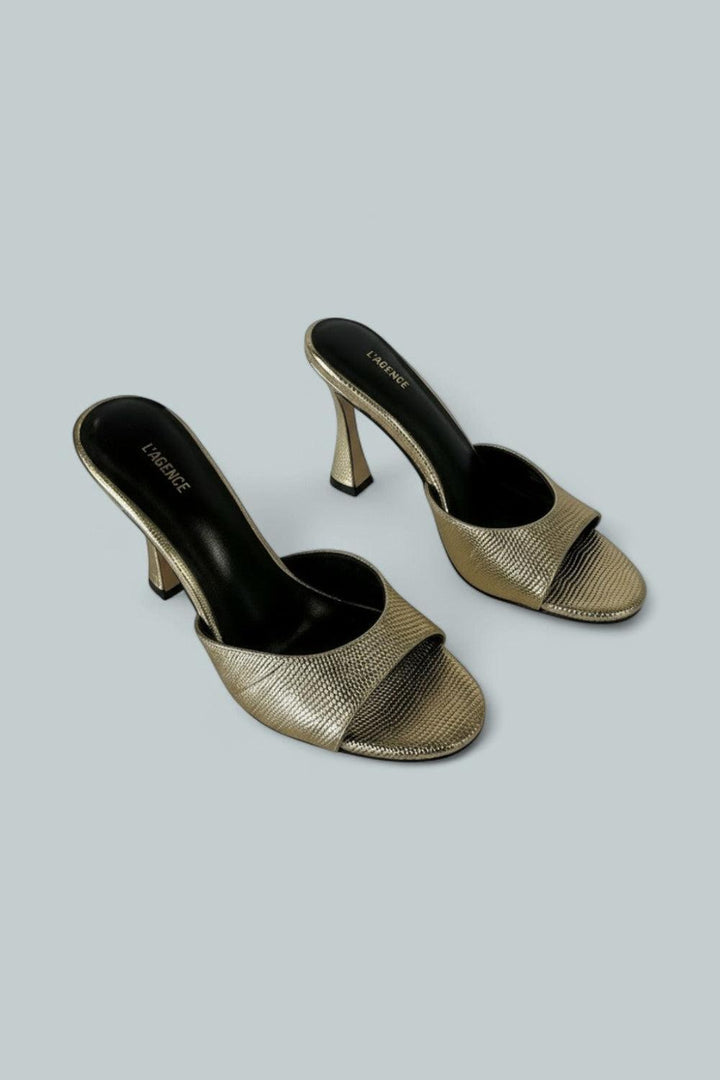 Women’s Avery Slide High Heel Sandals - Gold Lizard - 7.5 US / 37.5 EU - Sandals