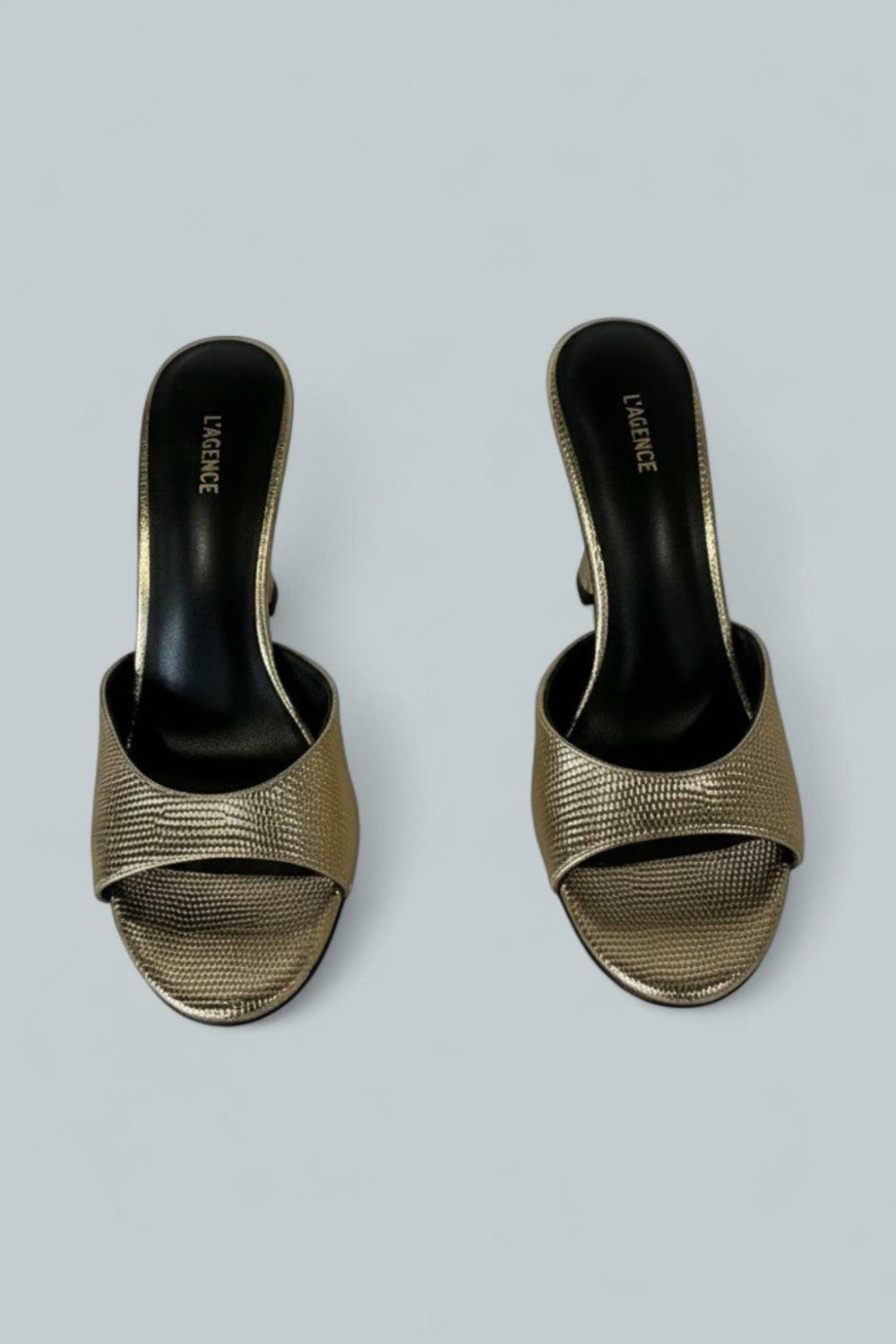 Women’s Avery Slide High Heel Sandals - Gold Lizard - 7.5 US / 37.5 EU - Sandals